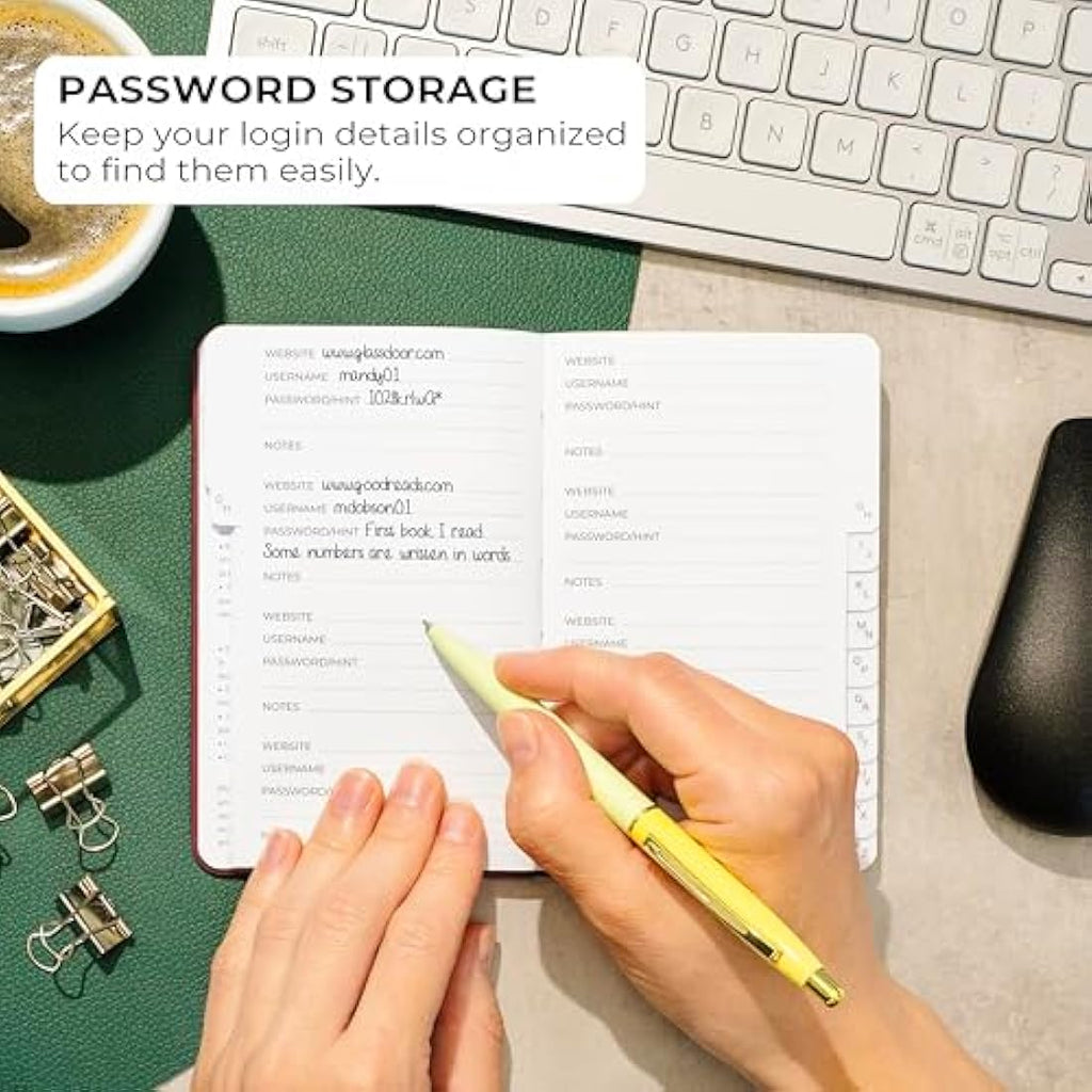Clever Fox Password Book 2nd Edition - Pocket Login Organizer - Wine Red