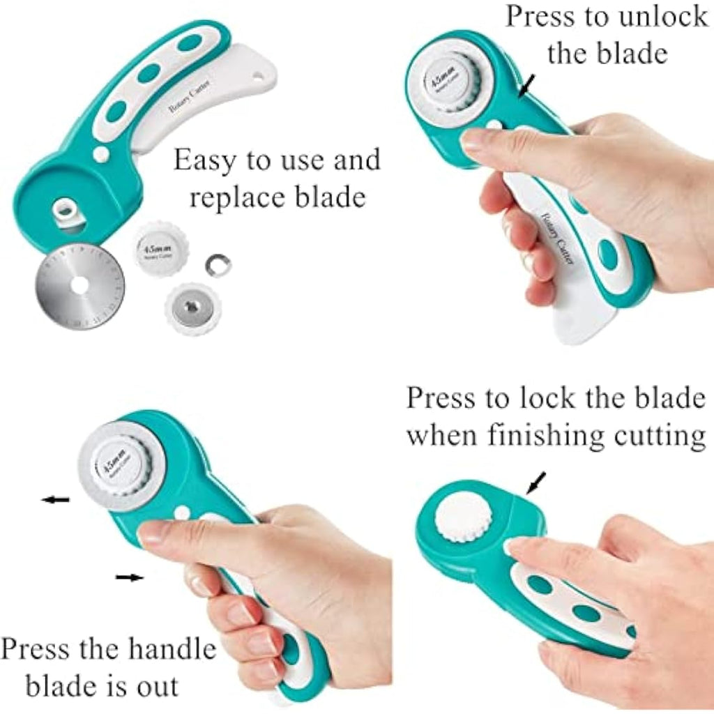 Rotary Cutter Set | 45mm Fabric Cutter & A2 Cutting Mat