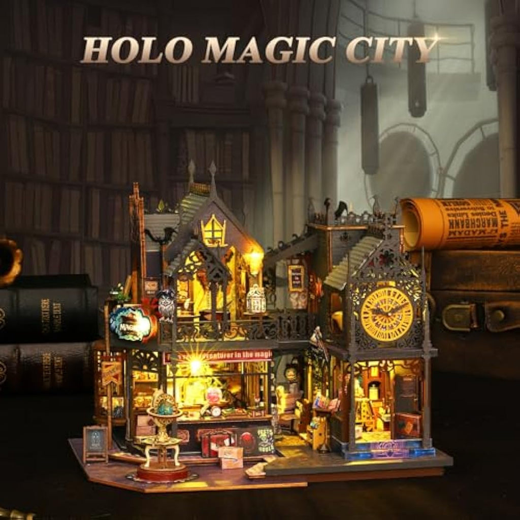 Jolof Store DIY Miniature Dollhouse Kit – Holo Magic City Wooden House