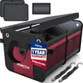 Fortem Car Boot Organiser – Collapsible 2-Compartment Storage with Lid, Red