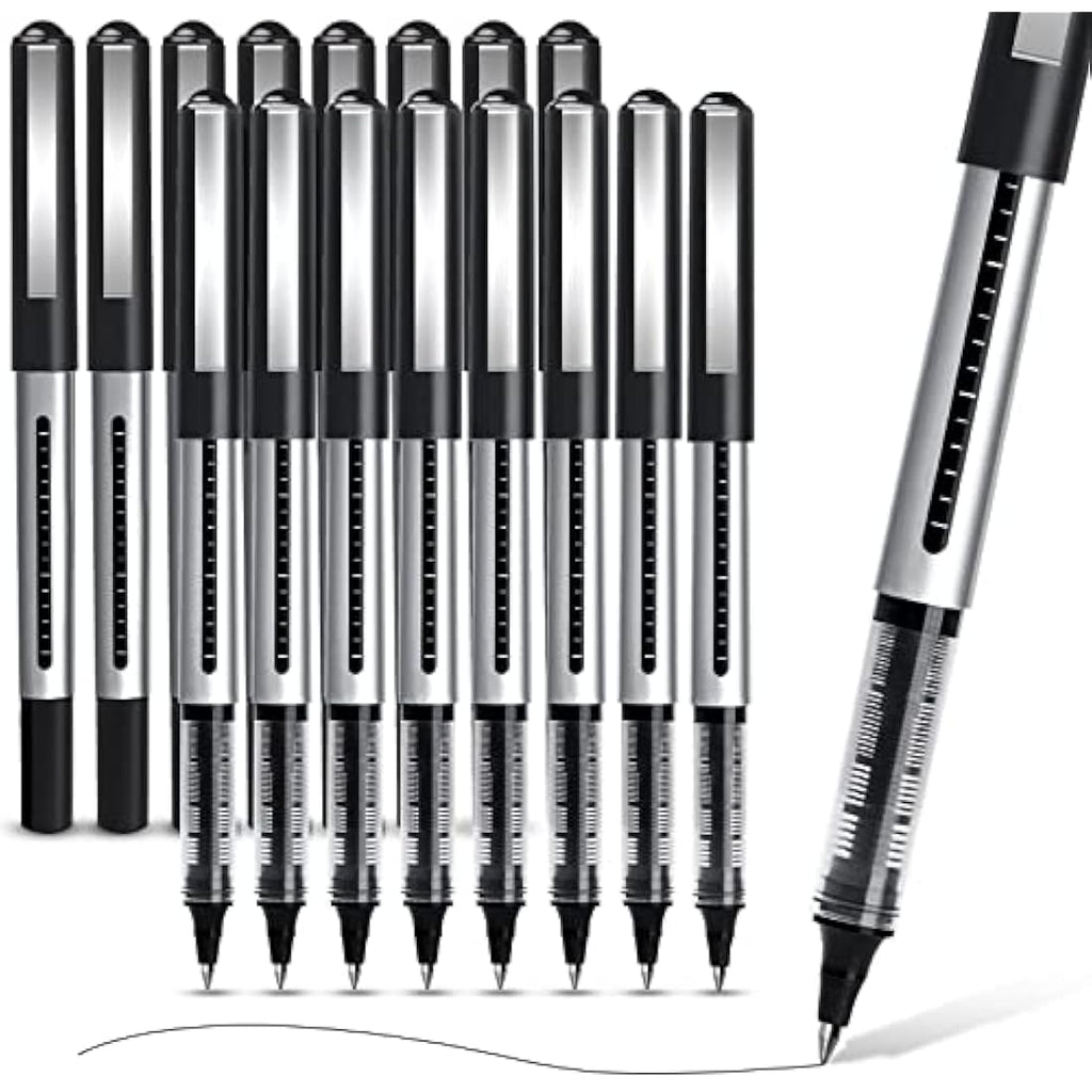 Jolof Store Rollerball Pens - 16 Pack 0.5mm Fine Point Black Gel Pens