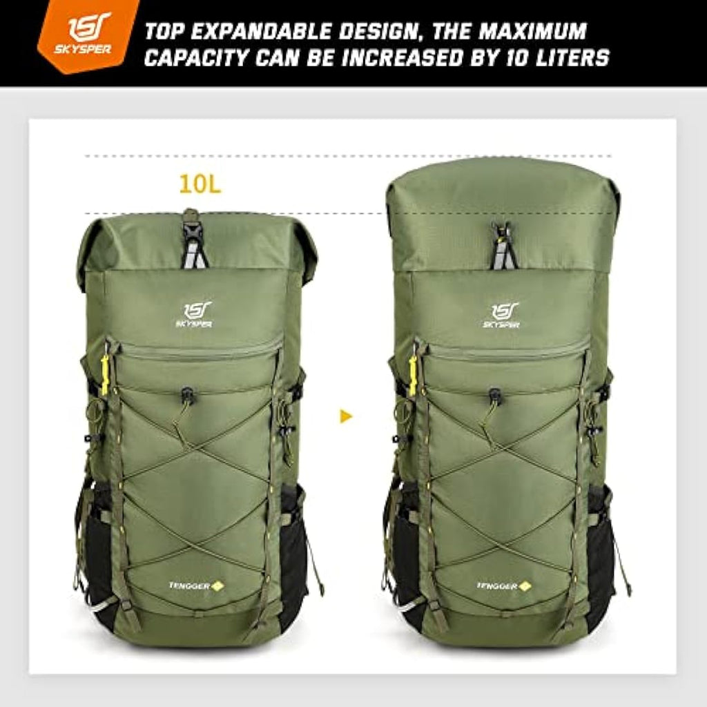 SKYSPER 50L Hiking Backpack – Lightweight Roll Top Camping Rucksack