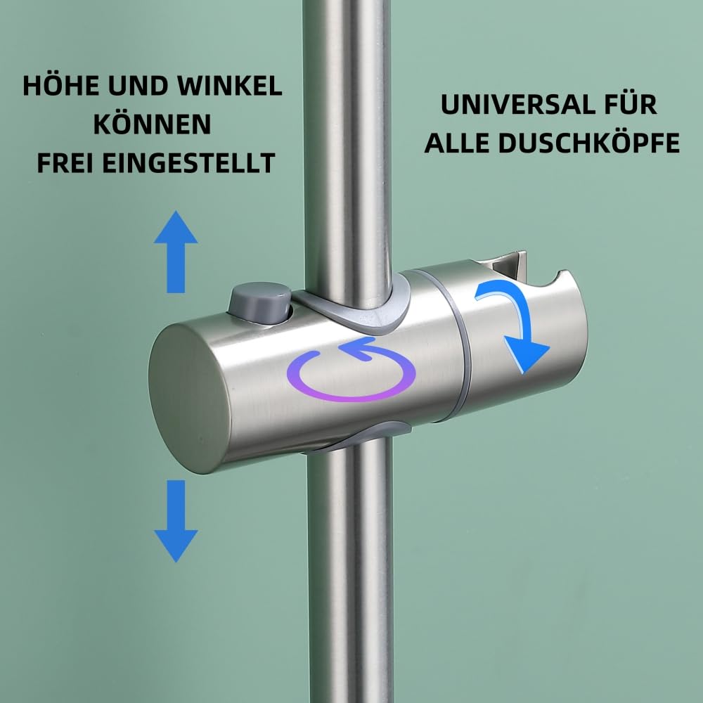 HomeHeng 80cm Shower Riser Rail | Brushed Nickel Slide Bar with Soap Dish