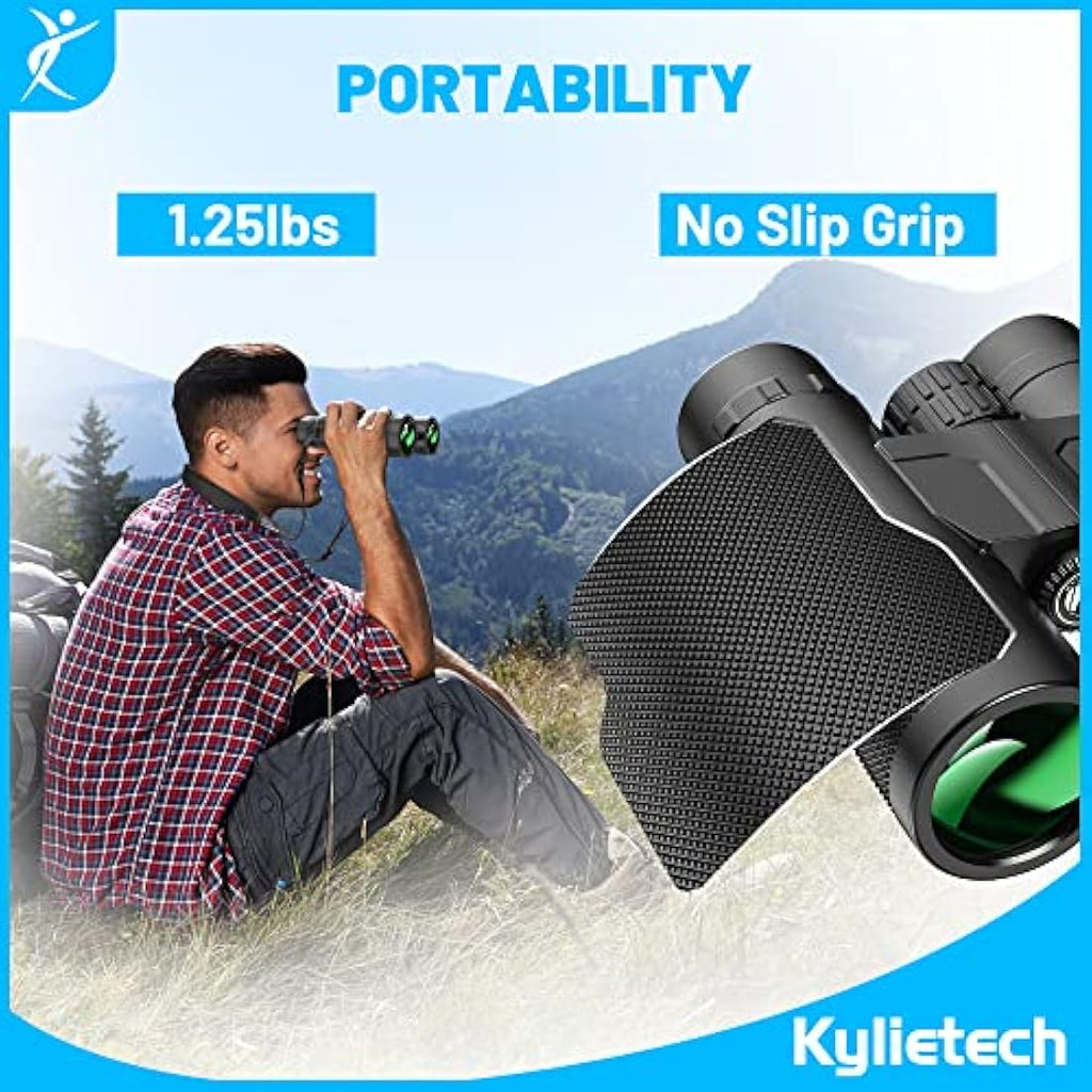 Kylietech 12x42 Waterproof Binoculars with Tripod & Phone Adapter