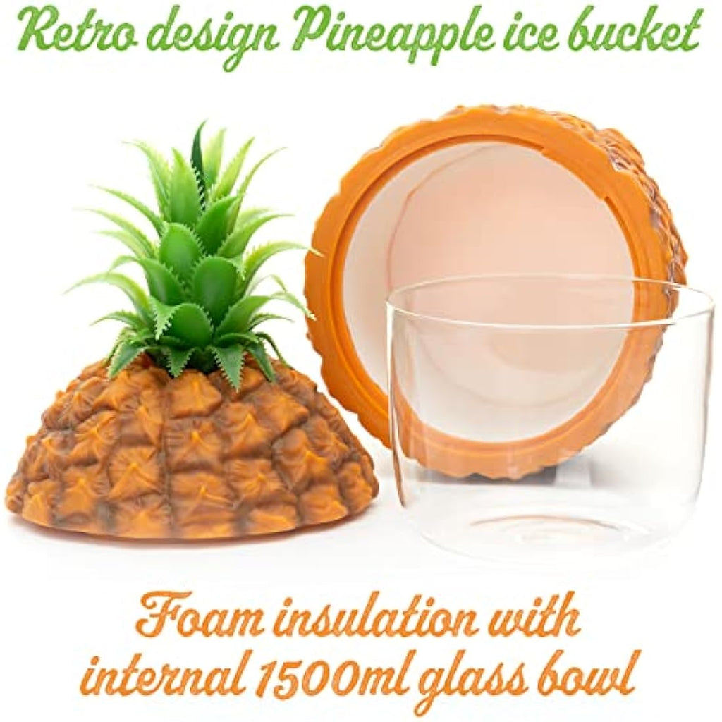 Jolof Store Retro Pineapple Ice Bucket – 1500ml Insulated Vintage Cooler