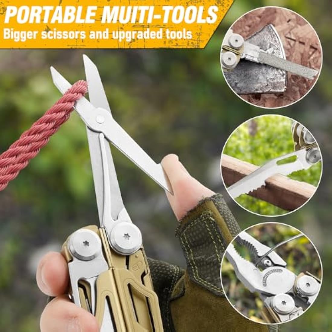 BIBURY 31-in-1 Multitool Pliers | Titanium Gold Stainless Steel Multi Tool
