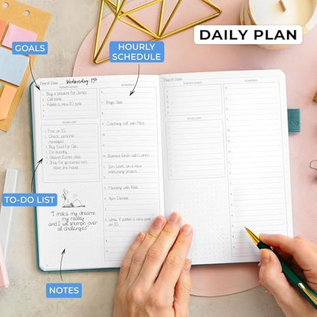 Legend Planner Undated Daily Organizer - A5 Productivity Journal, Viridian Green