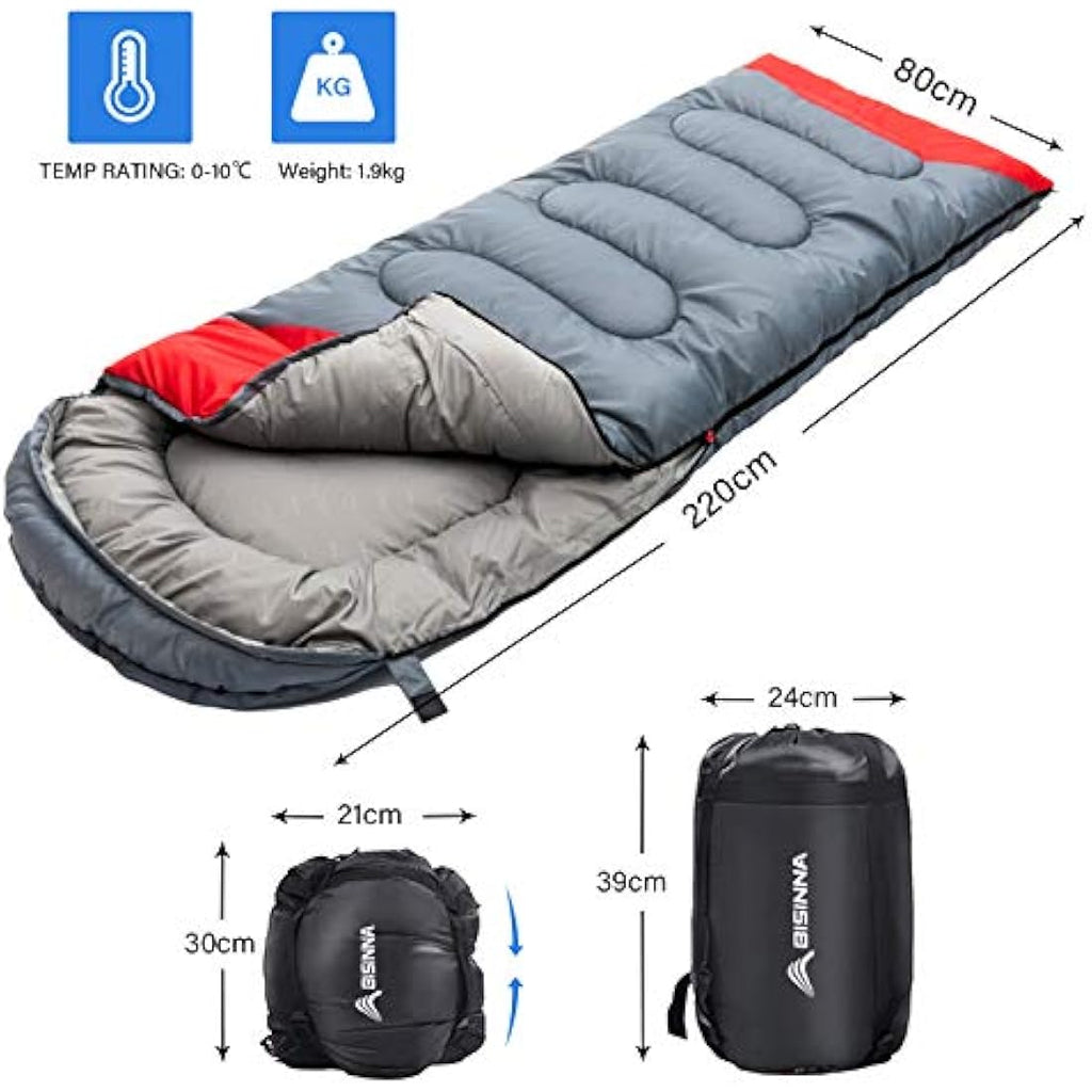 BISINNA 4-Season Sleeping Bag with Pillow | Waterproof Camping Gear