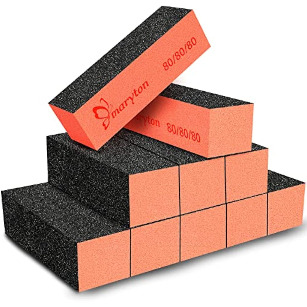 Nail Sanding Blocks – 80/80 Grit Acrylic Buffer Files, 10 Pack