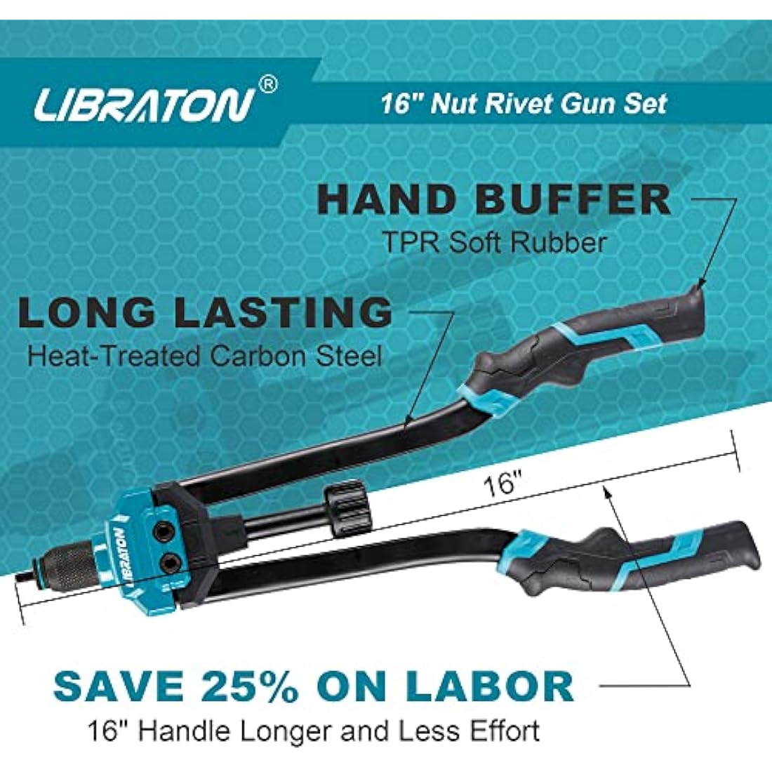 Libraton 16" Rivet Nut Tool Kit | 7 Metric Mandrels & 70 Rivet Nuts