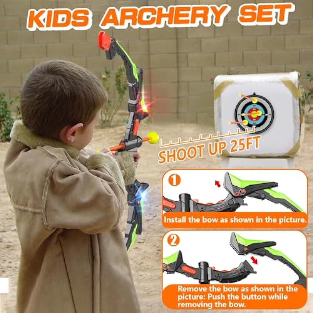 Kids LED Archery Set – Bow and Arrow Toy with 10 Arrows
