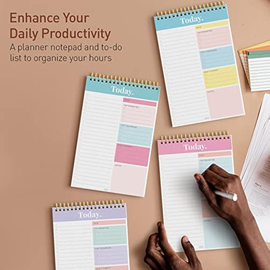 Jolof Store Undated Daily Planner Notepad - 52 Page Spiral To Do List