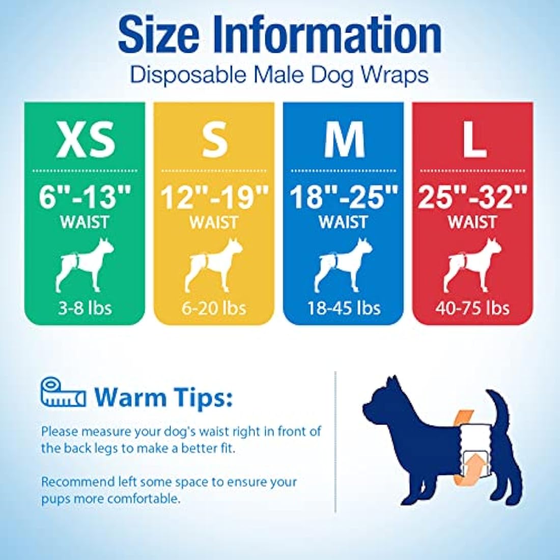 Pet Soft Disposable Male Dog Wraps | Absorbent Incontinence Nappies - M