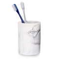 ZCCZ White Marble Resin Toothbrush Holder | Bathroom Vanity Organizer
