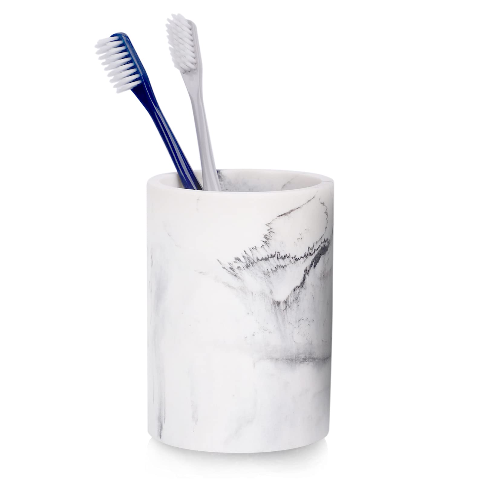 ZCCZ White Marble Resin Toothbrush Holder | Bathroom Vanity Organizer
