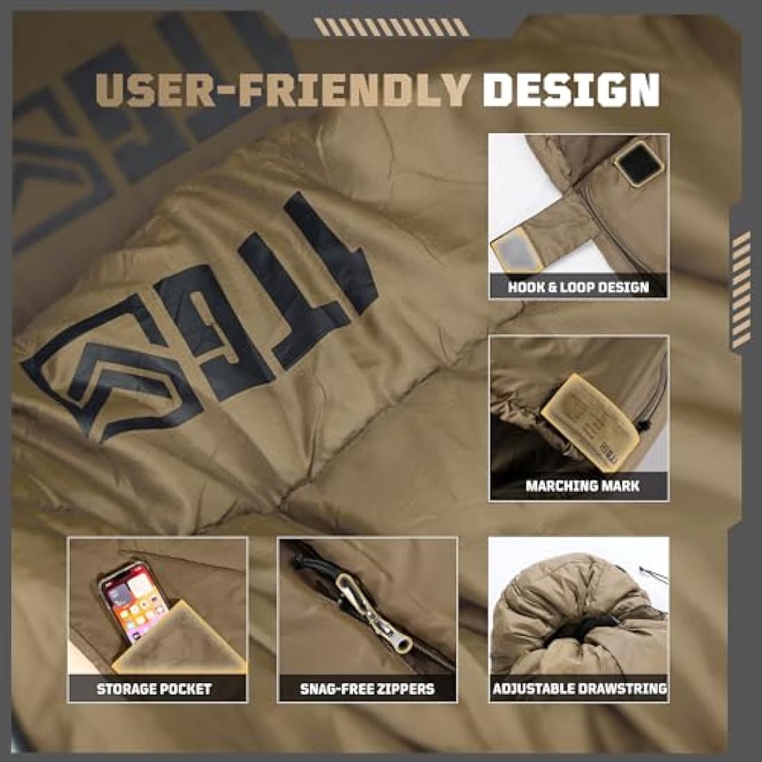 Cold Weather Sleeping Bag | 36°F Thermal Coyote Brown