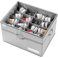 LUVHOMEE Shoe Organiser for Closet | 16 Pair Foldable Storage Bin – Grey