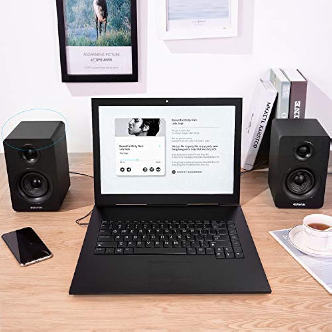 Sanyun SW208 3" Bluetooth 5.0 Bookshelf Speakers | 60W Carbon Fiber HiFi