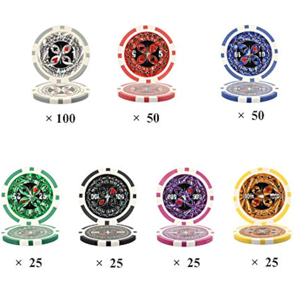 Display4top 300 Piece Texas Holdem Poker Chips Set with Aluminum Case
