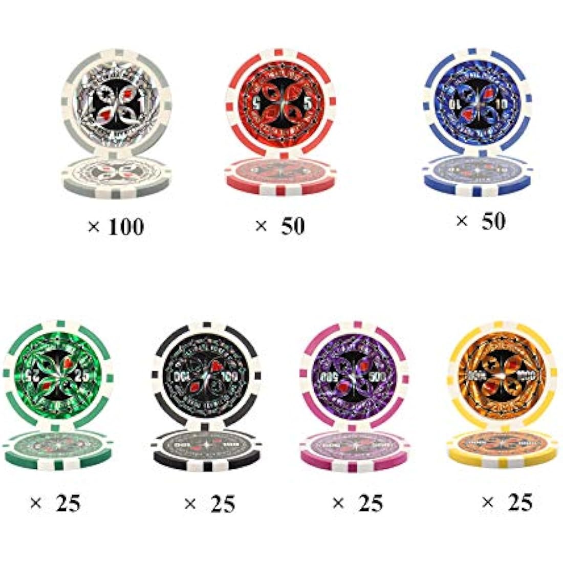 Display4top 300 Piece Texas Holdem Poker Chips Set with Aluminum Case