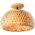 Schindora Rattan Ceiling Light – Handmade Boho Bamboo Flush Mount