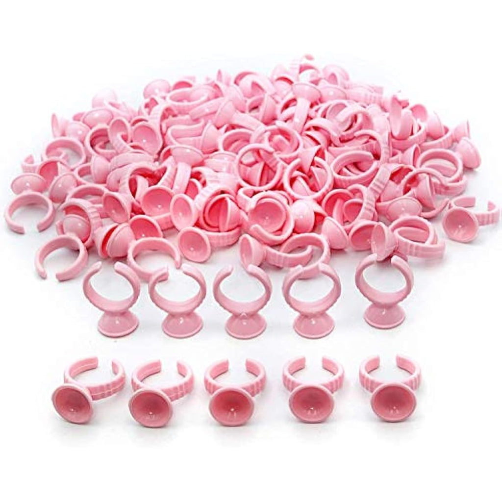 Lash Extension Glue Rings – 100PCS Pink Disposable Cups