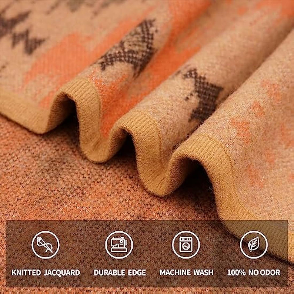 Acushla Merino Wool Camp Blanket – Large Washable Thermal Throw, Khaki