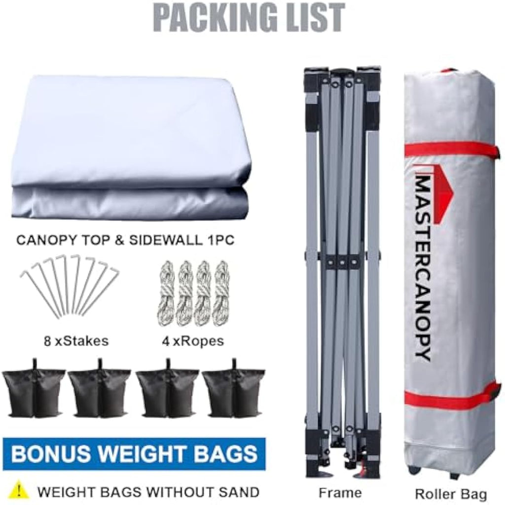 MASTERCANOPY Pop-up Gazebo Tent | 2x2M Waterproof Canopy with Sidewall