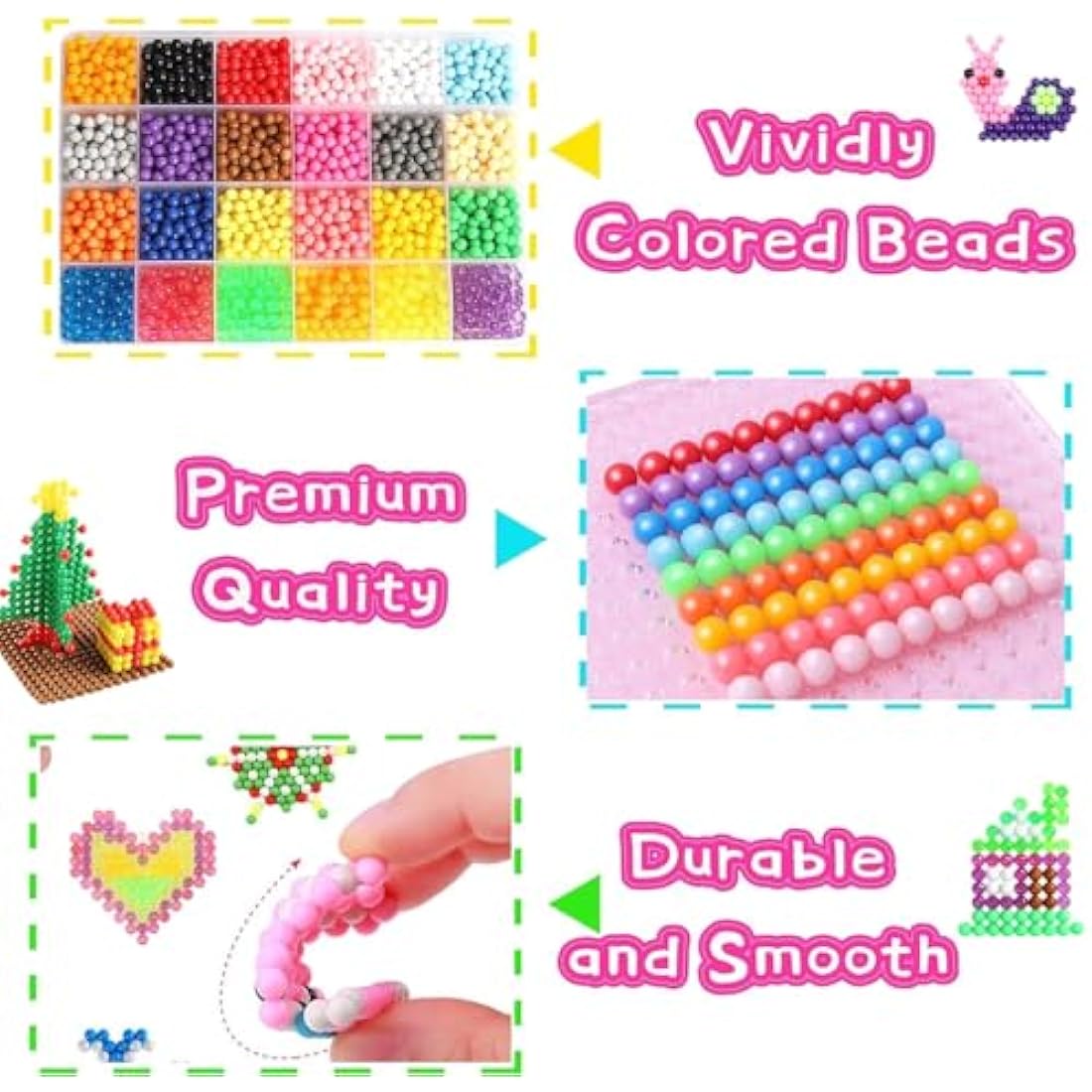 Vytung Water Fuse Beads Kit - 3600pcs 24 Colors Kids Craft Set