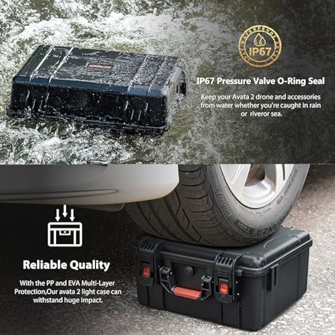 STARTRC DJI Avata 2 Waterproof Hard Case - Dual Layer Carrying Case