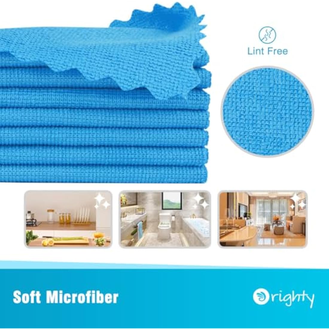 Orighty Microfiber Shop Towels – 200 Pack Reusable Lint Free Rags, Blue