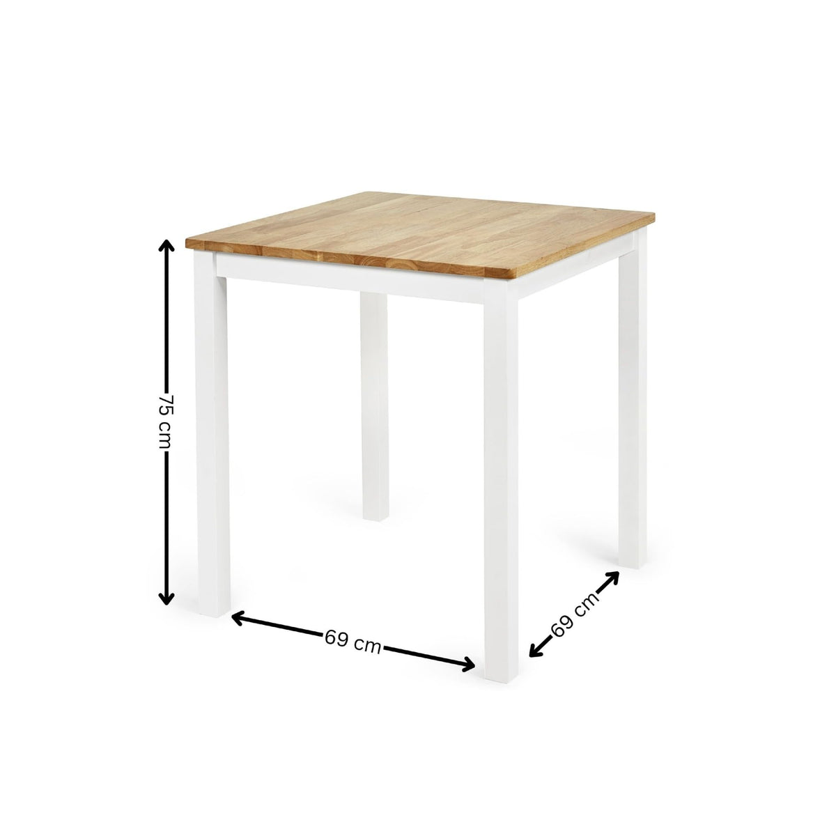 Julian Bowen Linwood White&Oak Square Dining Table - H75 x W69 x D69cm - image 3