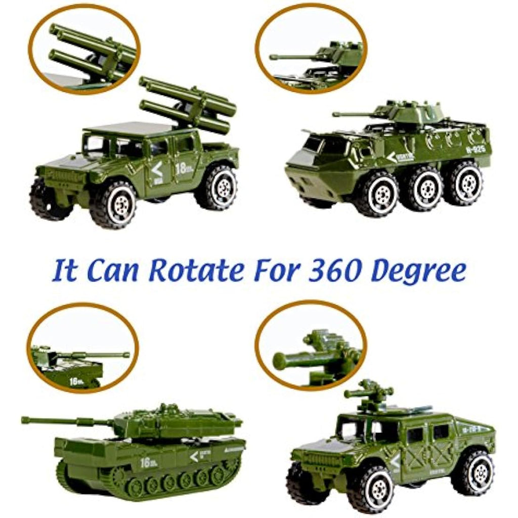 Nunki 6-Pack Die-cast Metal Military Vehicles | 1:87 Army Toy Set