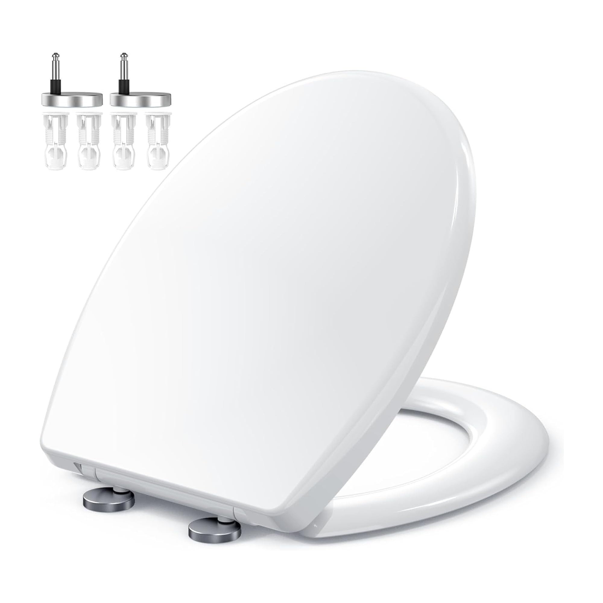 Zuvo Soft Close Toilet Seat - White O-Shape with Quick Release Hinges
