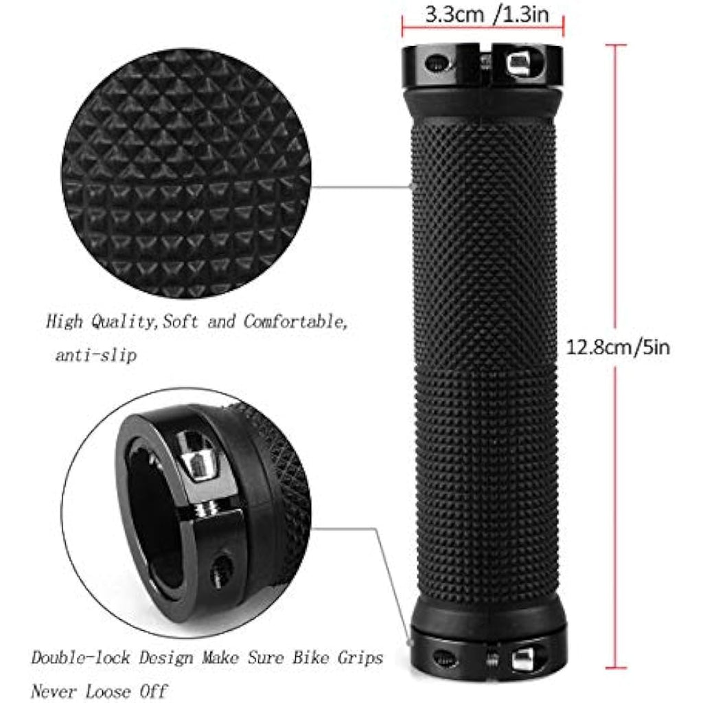 PLATT Non-Slip Rubber Bike Handlebar Grips | Double Aluminum Lock for MTB