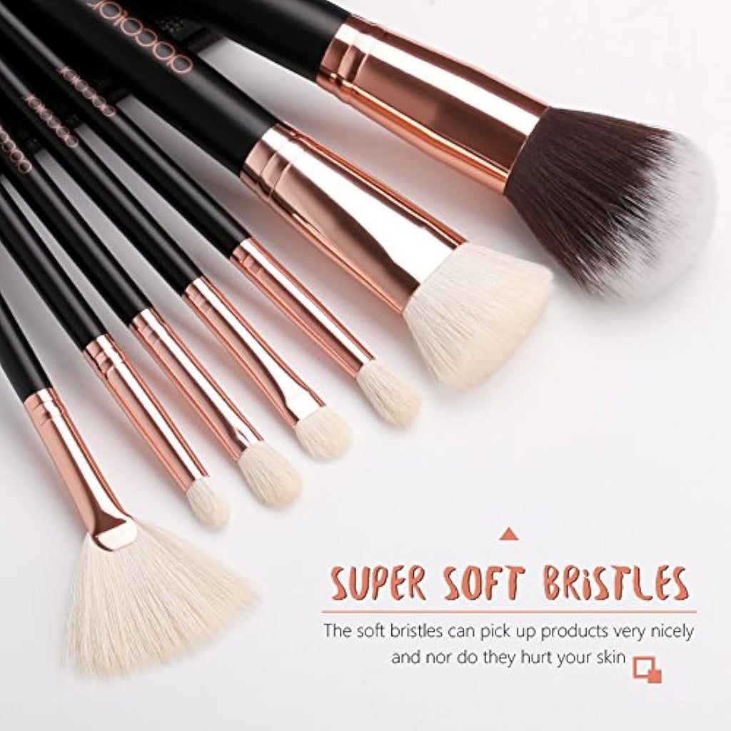 Docolor 15Pcs Professional Makeup Brush Set with Travel Bag – Rose Gold