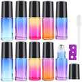 10-Pack Rainbow Glass Roller Bottles for Essential Oils