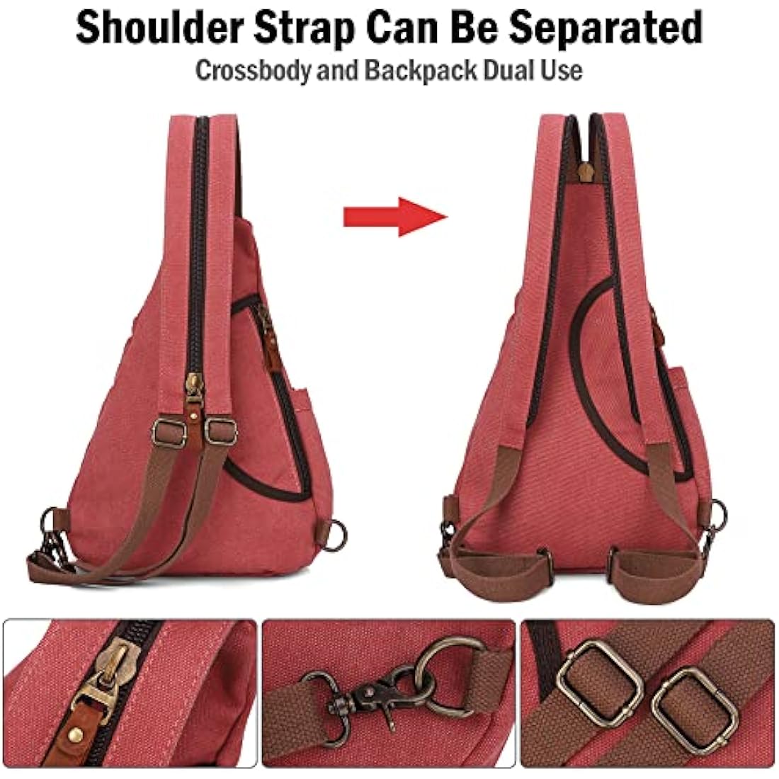 VARLIVOO Waterproof Canvas Sling Bag – Unisex Crossbody Hiking Daypack
