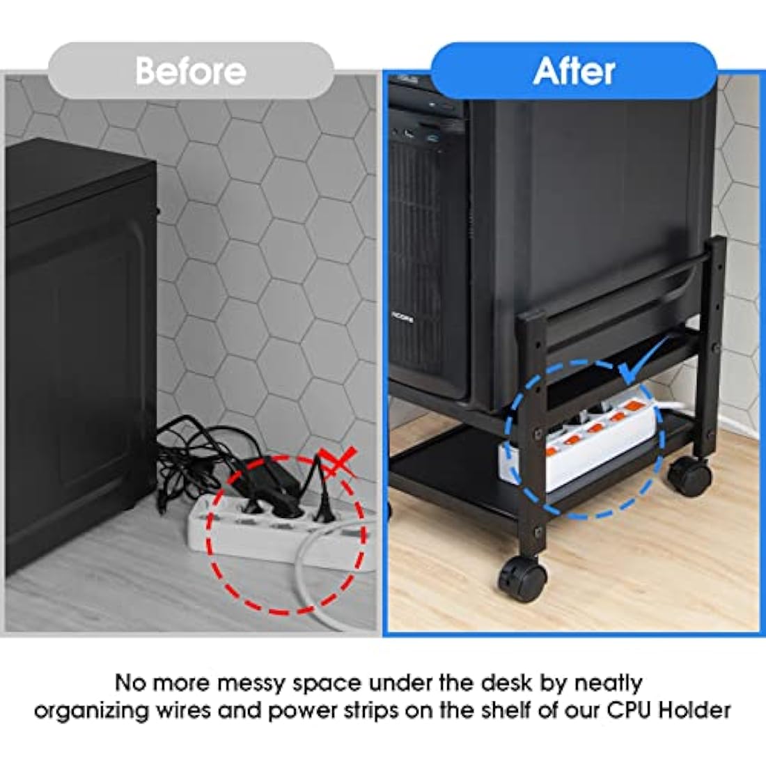 J Jackcube Design 2-Tier Computer Tower Stand | Mobile PC Holder Cart