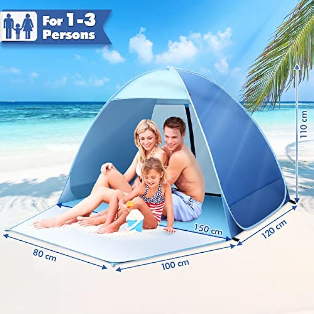 Jolof Store Pop Up Beach Tent – UV 50+ Portable Sun Shelter with Floor
