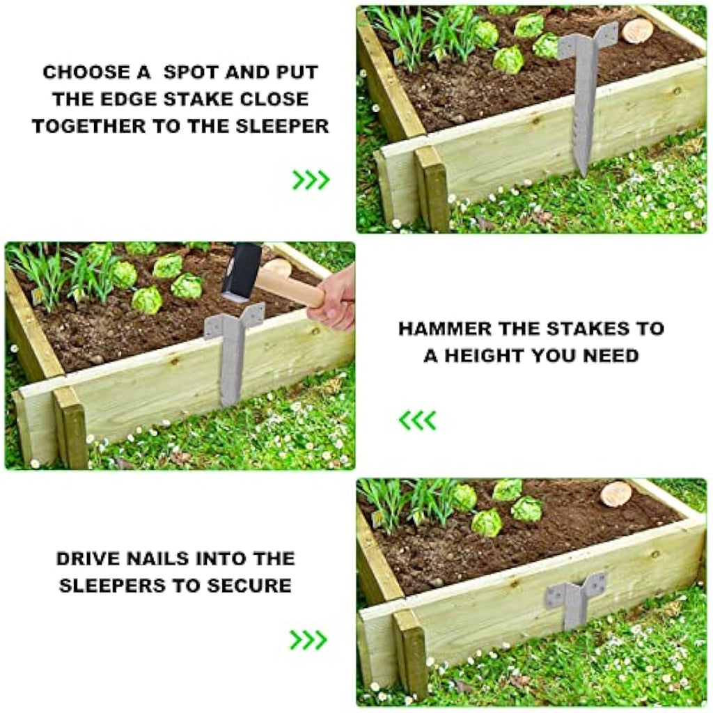 Dijia 20-Pack Heavy Duty Galvalume Railway Sleeper Brackets – 16.3" Stakes
