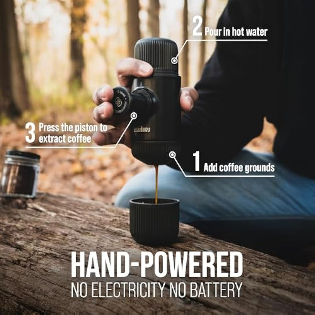 WACACO Nanopresso Portable Espresso Maker – 18 Bar Manual Coffee Machine