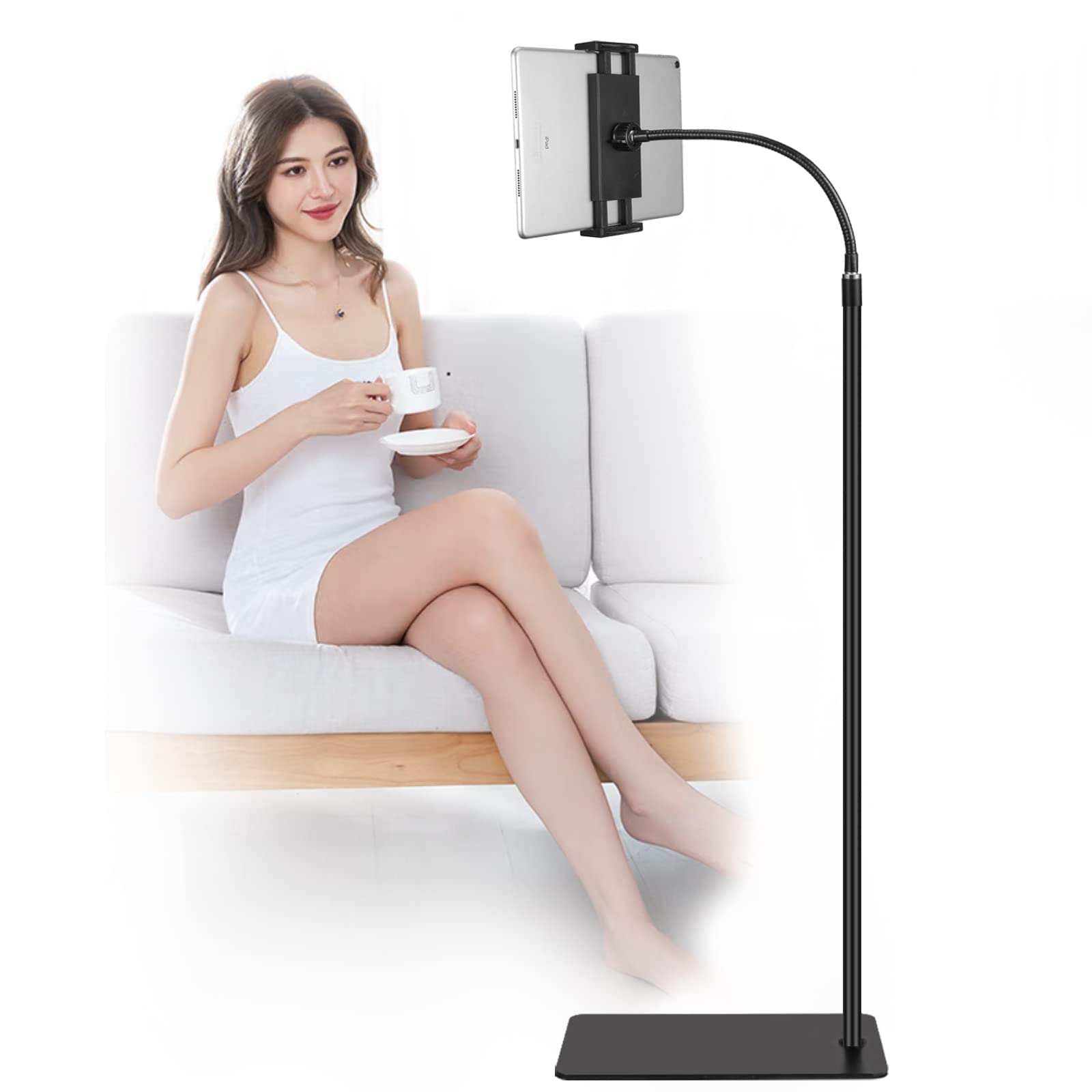 Tablet Floor Stand – 360° Rotatable Metal Holder for 4.5-12.9"