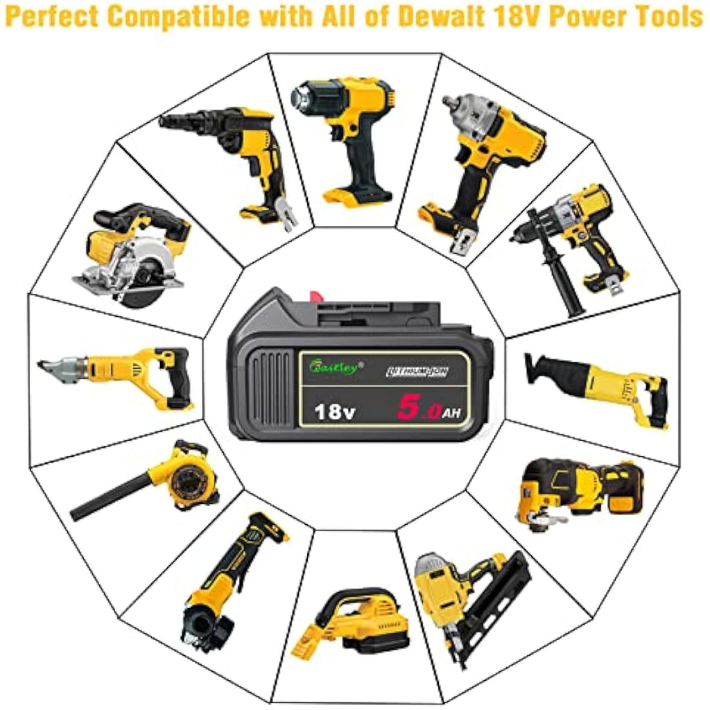 Waitley 18V 5.0Ah Li-ion Replacement Battery for Dewalt Power Tools