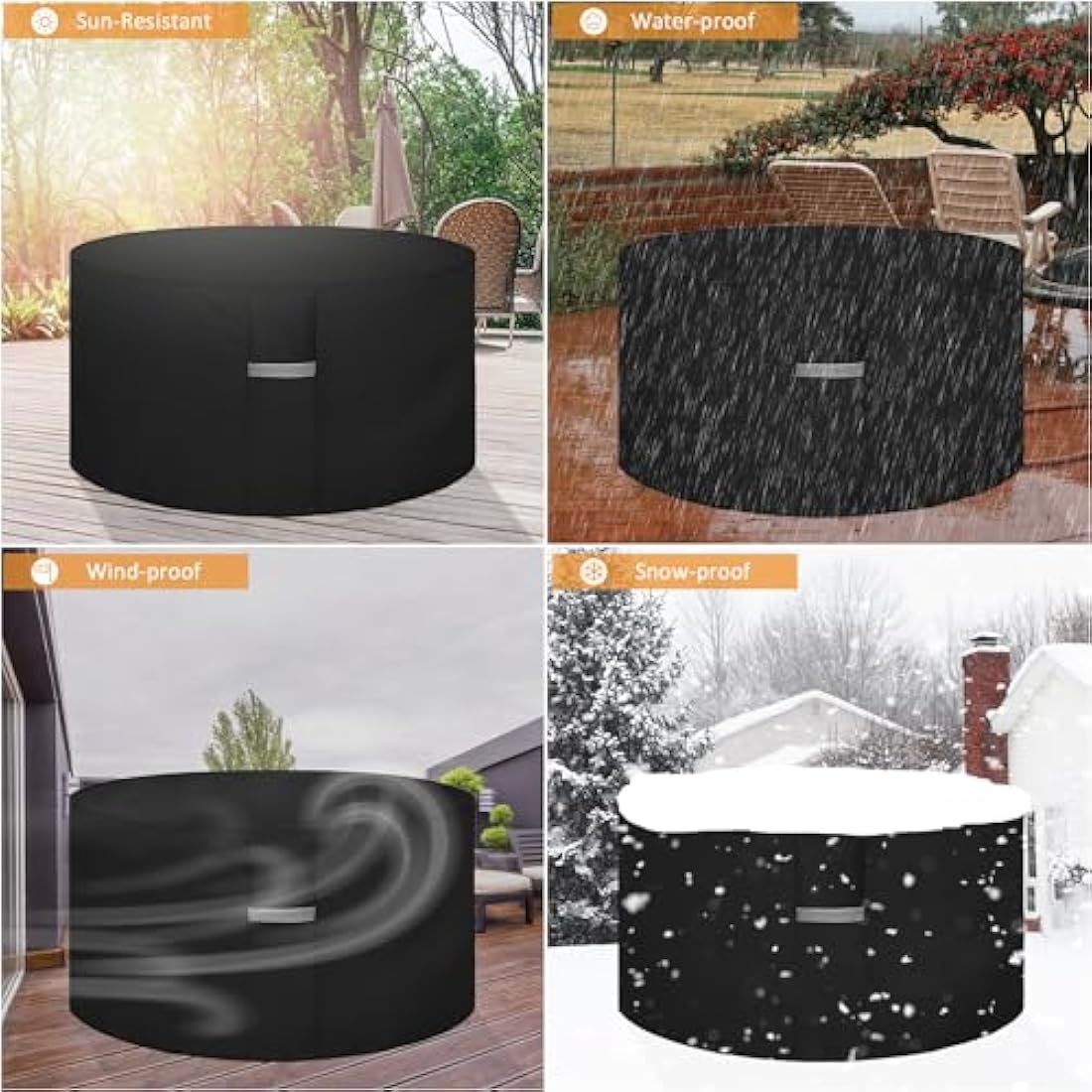 Dokon Round Garden Table Cover – 600D Heavy Duty Waterproof Patio Cover