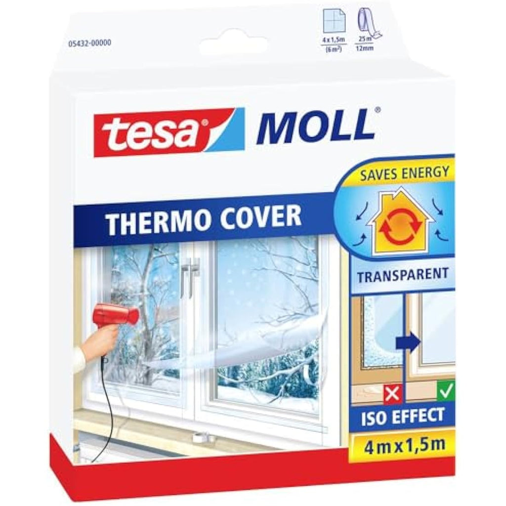 tesa Insulating Film for Windows – Transparent Thermal Film, 4m x 1.5m