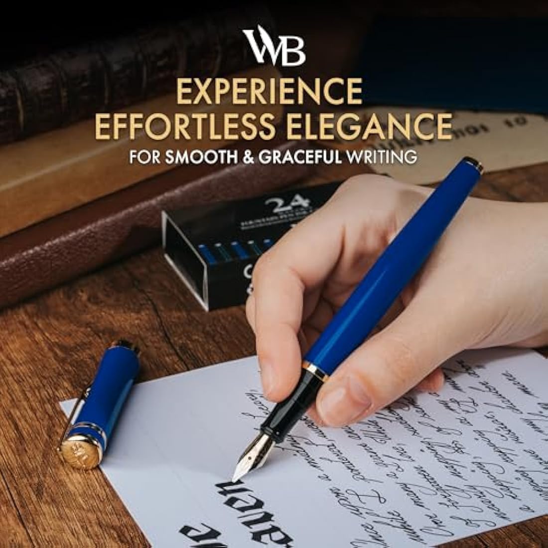 Wordsworth & Black Fountain Pen Set – Imperial Blue with 18K Gilded Nib