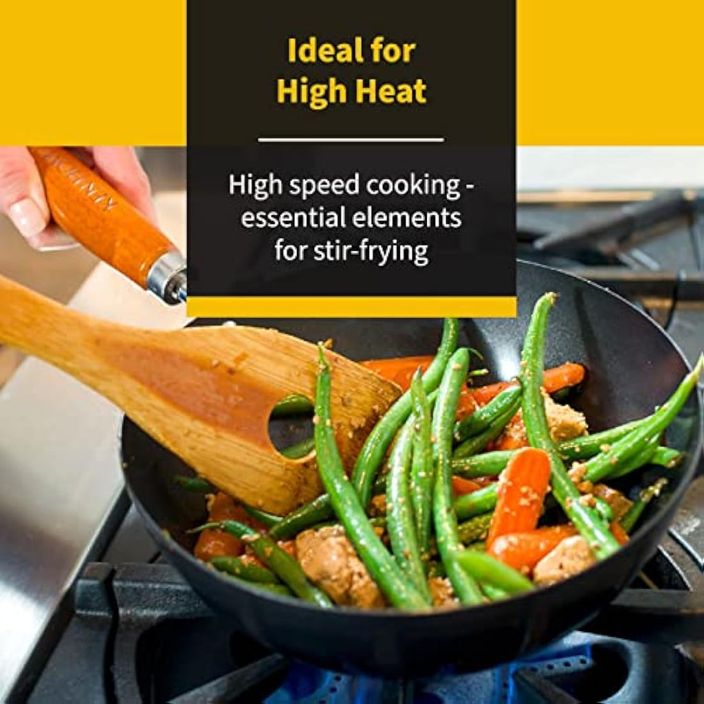 Ken Hom Classic Carbon Steel Wok – 31cm Non-Stick Flat Base Pan
