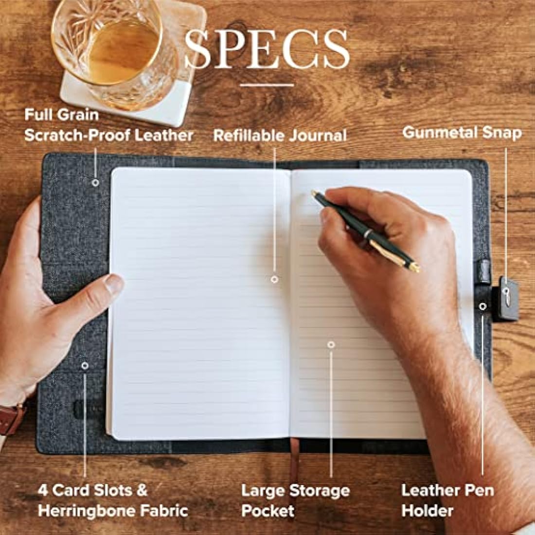Bucksaw Refillable A5 Leather Journal Cover – Scratch-Proof Full Grain