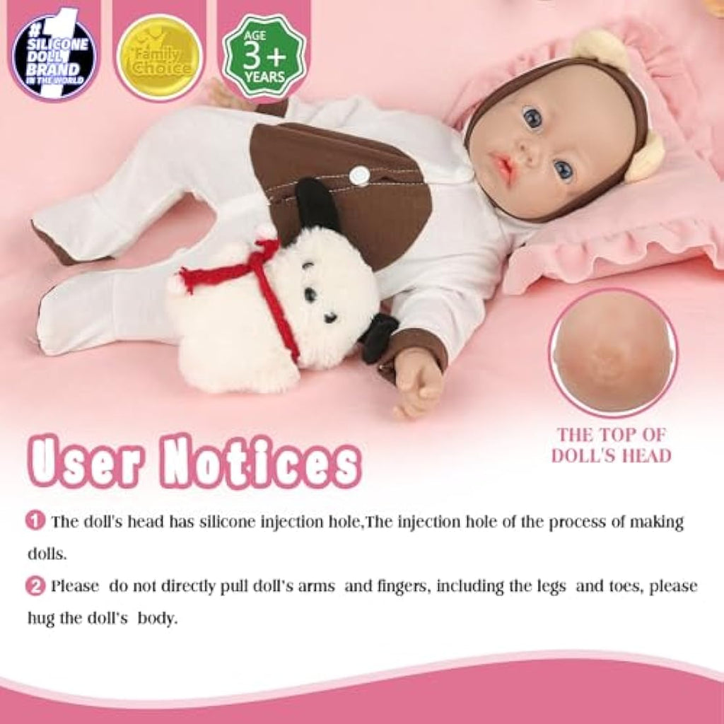 Vollence 16 inch Full Silicone Realistic Newborn Baby Doll – Girl